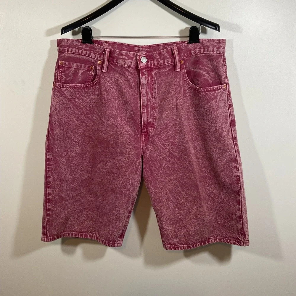 Levi's 569 Loose Straight Men's Pink Acid Wash Denim Shorts 36 Streetwear Skater